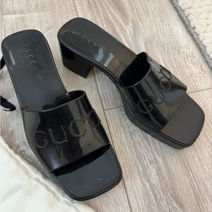 Gucci Rubber Heeled Slides, size 7